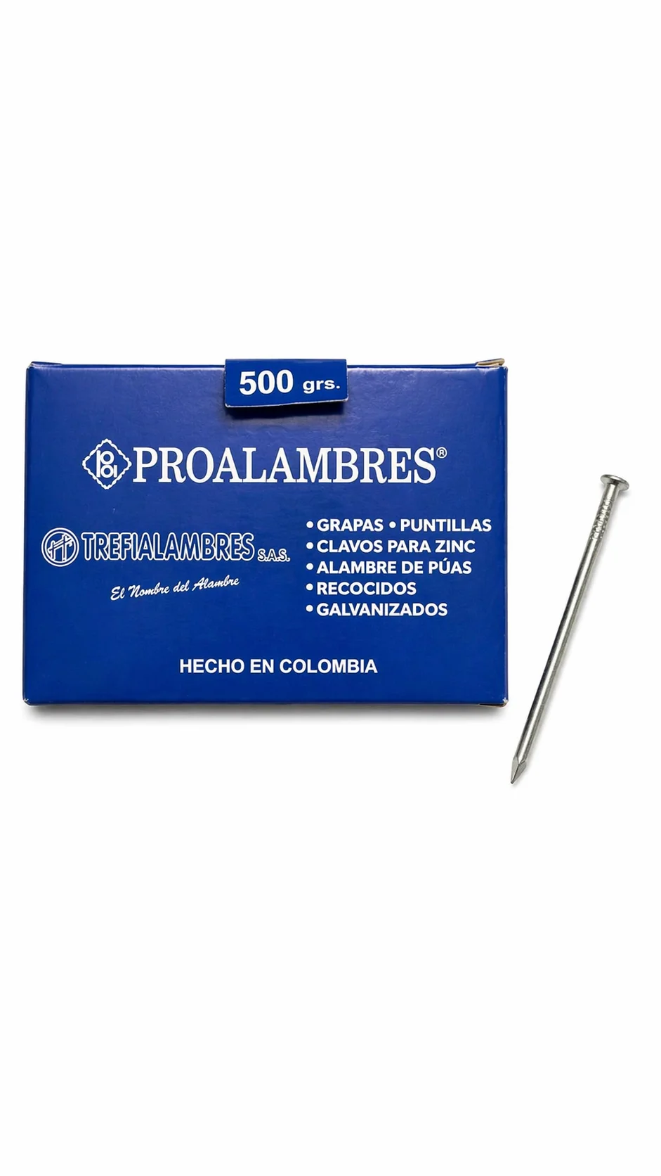 Puntilla lisa c/cabeza 1.1/2 caja 500gr